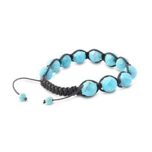    Cut Turquoise & Black String Shamballa Bracelet 10MM Jewelry