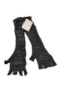 New Free People Sparkle Fingerless Womens Gloves Charcoal Gray Size O 