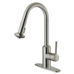 Vigo Stainless Steel Pullout Spray Kitchen Faucet with Deck Plate 