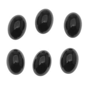 Glass Cabochons   14x10mm Ovals   Jet Black (6 Pieces)