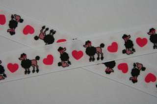 M2MG Tres Chic Black Poodle Grosgrain Ribbon Bows  