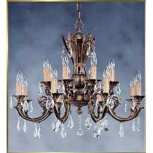   Chandelier, CL 1950, 16 lights, Antique Brass, 33 wide X 26 high
