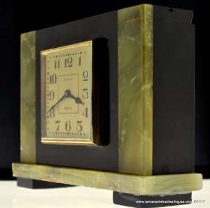   Art Deco 1927 Elgin 8 Days Movement Desk Clock Belgium Marble Casing