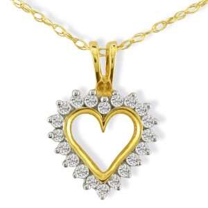  Real Cheap 1/4ct Diamond Heart Pendant, Yellow Gold 