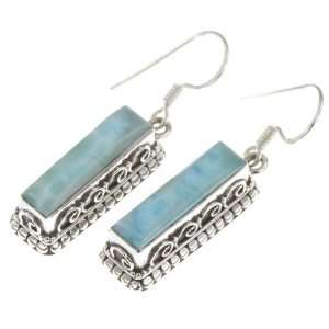    925 Sterling Silver NATURAL LARIMAR Earrings, 1.5, 10.01g Jewelry