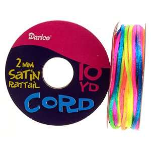  2mm Satin Rattail Cord, Rainbow Colors, 10 yd roll (Pack 