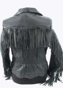 Vintage Harley Davidson Black Leather Jacket w/Fringe 42W American 