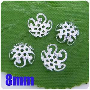   plated five flower metal Filigree beads Caps J & Finding 8mm P164