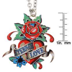 Ed Hardy Eternal Love Heart and Rose Necklace  