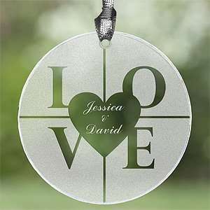  Etched Glass Suncatcher   Personalized Love Design