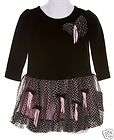 SORBET Boutique Black, Pink Dress Holiday NWT New Toddler Girl 24 m 