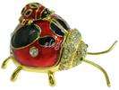 Red Beetle Crystals Jewellery Jewelry Trinket Ring Box  