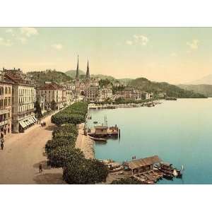   quay from the Swan Hotel Lucerne Switzerland 24 X 18 