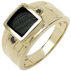 20 Carat 14K Yellow Gold Plated Sterling Silver Genuine Black Onyx 