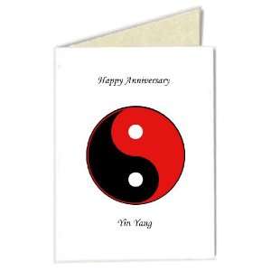  Anniversary Greeting Card   Yin Yang (Red/Black) with Chinese Proverb