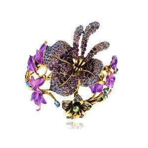  Amethyst Purple Crystal Rhinestone Spring Floral Flower 