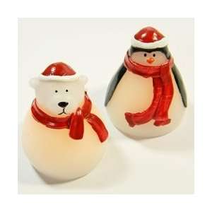   LED Wax Polar Bear and Penguin Candles, 2 Pack