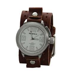 Nemesis Mens Oversized Brown Leather Band Watch  