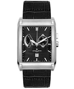 Jacques Lemans Mens Geneva Black Leather Watch  