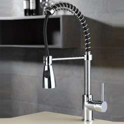 Kraus Single Lever Modern Spiral Chrome Pull out Kitchen Faucet 