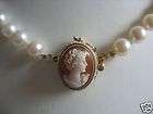   14K HEAVY CAMEO SEA PEARLS CLASP PEARLS NECKLACE ELEGANT