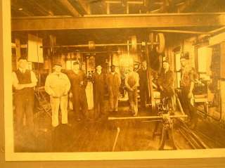 Antique Machine Shop Tool Room Men Working Photo Overhead Belt Drive 