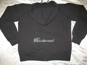 Black BRIDESMAID Crystal Bling Hoodie Wedding Jacket M MEDIUM (size 4 