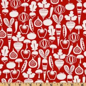   Michael Miller Retro Tiny Veggies Red Fabric By The Yard Arts, Crafts