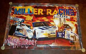 MILLER LITE WE RACE FOR BEER 1998 VINTAGE NASCAR POSTER 20x 30 NEW 