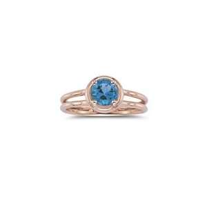  0.89 Cts Swiss Blue Topaz Solitaire Ring in 14K Pink Gold 