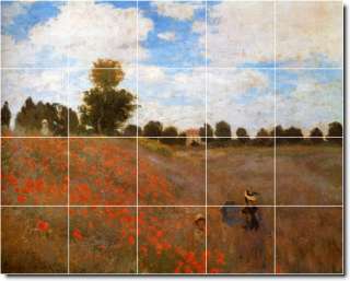 Wild Poppies Near Argenteuil Ceramic Tile Mural by Claude Monet