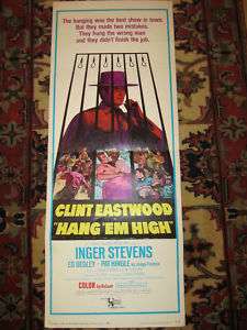 HANG EM HIGH Original Insert Movie Poster EASTWOOD 1968  