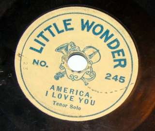 Inch 78RPM LITTLE WONDER RECORD America I Love You  