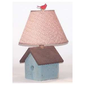  Blue Wood Bird House Table Lamp