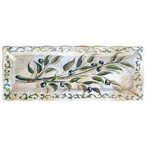  Olive Branch 16 Scalloped Edge Plastic Tray in Durable 