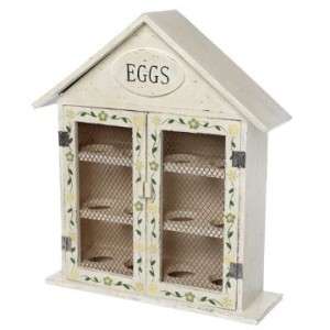 Traditional Chicken Cream Wood Wire 12 Egg Holder House  
