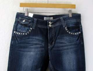   Rhinestone Fleur De Lis Plus Size Jeans Denim Pants Low Rise Stretch