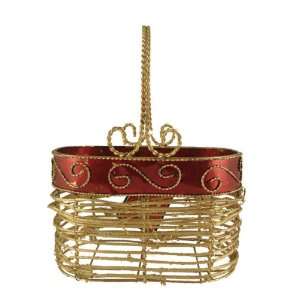    Sparkly Open Design Gold Basket with Swirly Accents