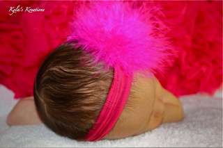Boa Feather Puff Nylon Headband Bow for Baby U CHOOSE  