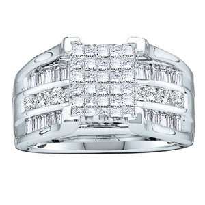   Carat Princess Baguette Round Diamond 14k White Gold Engagement Ring