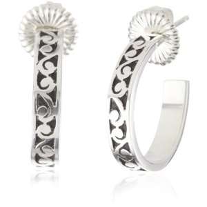   LOIS HILL Anniversary Hand Carved Scroll Small Hoop Earrings
