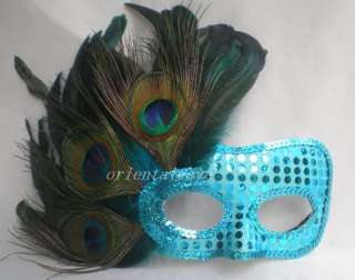Brilliant Peacock Feather Mask Masquerade Mardi Gras 7  