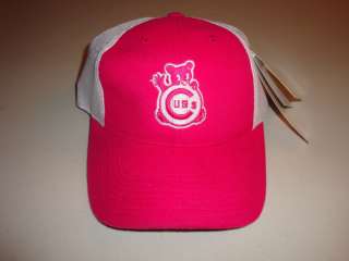 Chicago Cubs Dark Pink Baseball Cap Mesh Hat Cubby Bear  