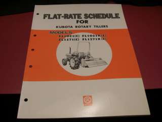 Kubota Tractor Flat Rate Schedule Rear Tiller 1021 1271  