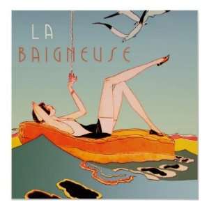   La Baigneuse (Bather), Vintage Art Deco (rare) Print