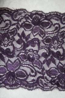 PURPLE EGGPLANT galloon stretch lace 6 wide BTY  