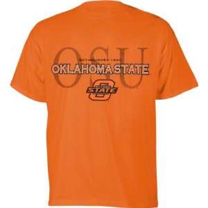 Oklahoma State Cowboys Orange Logo on Logo T Shirt Sports 