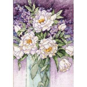  Cross Stitch Kit White Peonies Gold Collection Petites 
