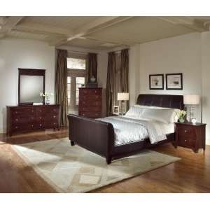   Contemporary Upholstered Dark Brown Bicast Queen Bed