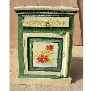   Distressed Hand Painted Storage Cabinet End Table Furniture & Decor